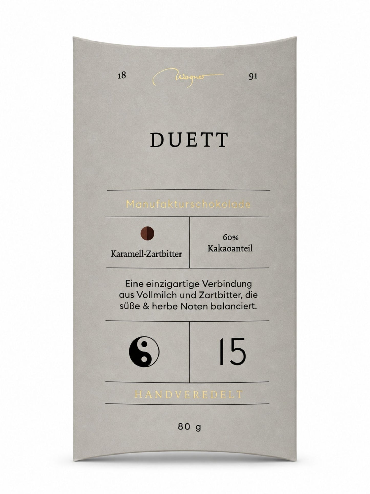Manufakturschokolade Duett Bio Karamell-Zartbitter 60% 80g Wagner Pralinen