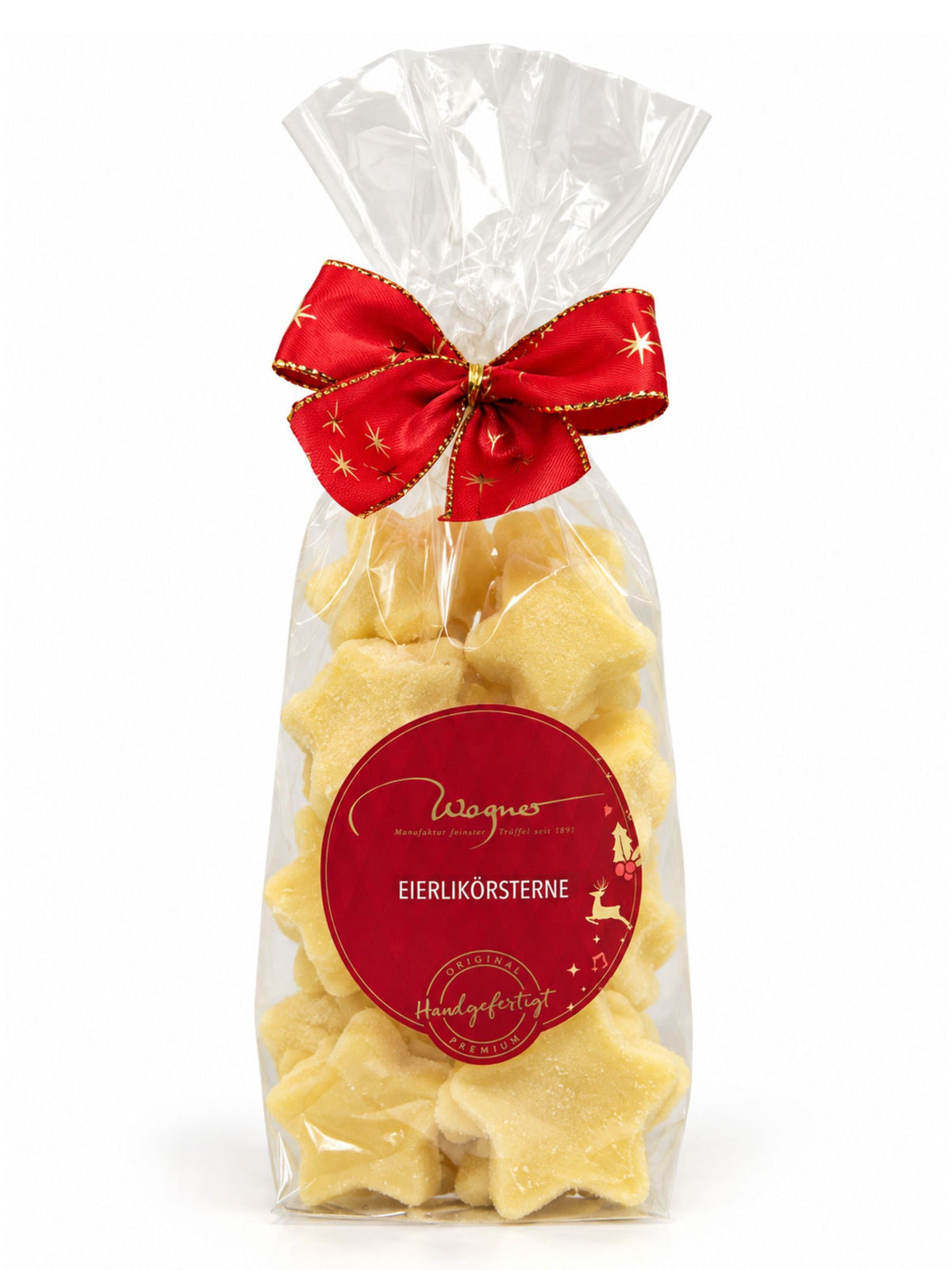 Eierlikörsterne aus weißer Schokolade 162g von Wagner Pralinen in festlicher Geschenkverpackung