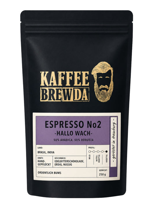 Espresso No2 Hallo Wach Bohne 250g Kaffee Brewda