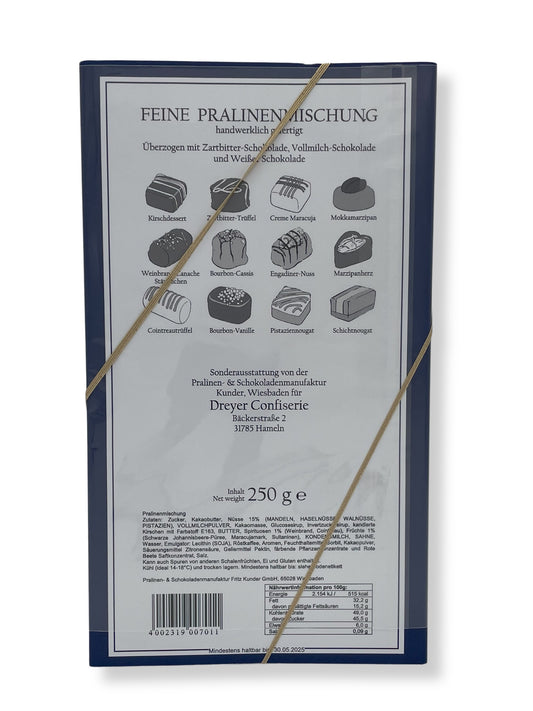 Pralinenmischung mit Alkohol als „Süßer Gruß aus Hameln“ – handgefertigt und edel.