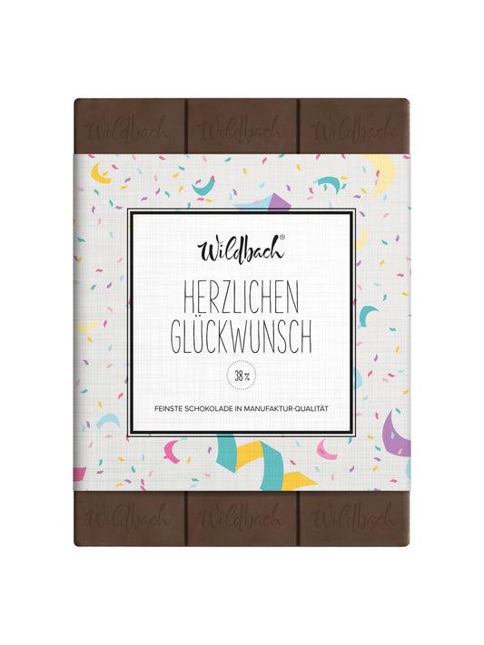 Glückwunsch Schokolade Vollmilch 38 Prozent Wildbach 70g