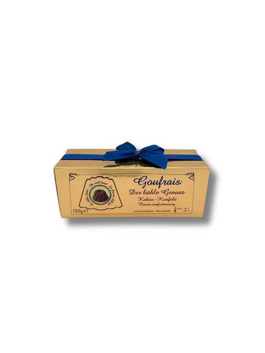 Goufrais Geschenkpäckchen mit 20 Gugelhupf-Pralinen, Kakaokonfekt aus dem Schwarzwald (150 g) erhältlich in der Dreyer Confiserie, aus der Rattenfängerstadt Hameln. 