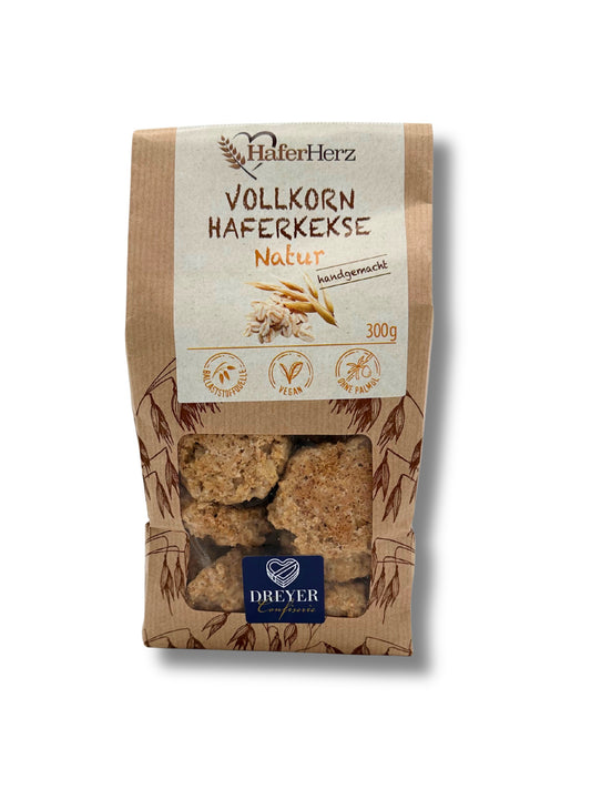 HaferHerz Vollkorn-Haferkekse Natur, 300 g – erhältlich in der Dreyer Confiserie in der Rattenfängerstadt Hameln.
