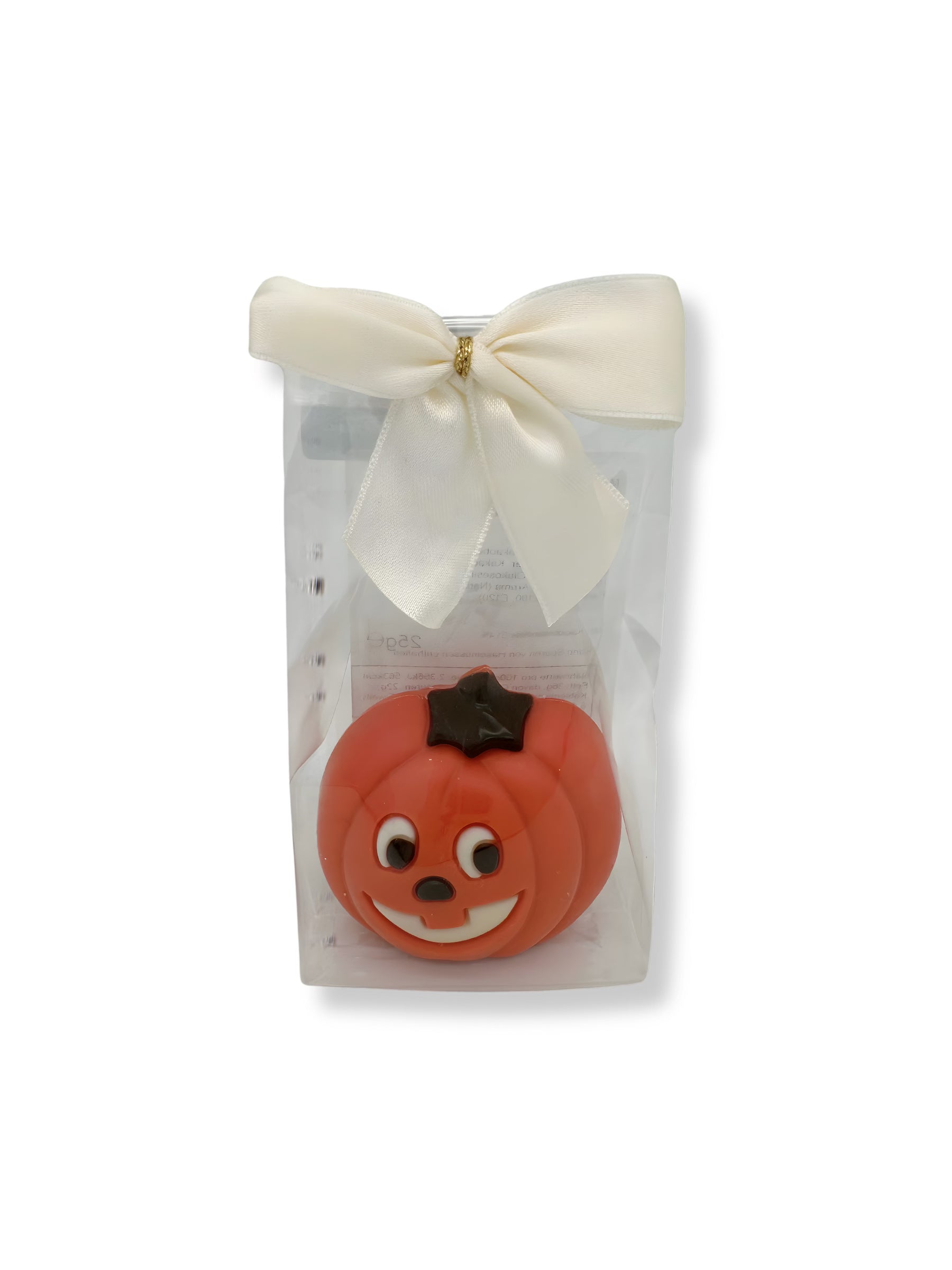 Halloweenfigur Kürbis 25 g – Vollmilchschokoladenfigur von Meynendonckx Chocolatier, dekoriert mit farbiger Dekormasse, erhältlich in der Dreyer Confiserie in der Rattenfängerstadt Hameln.