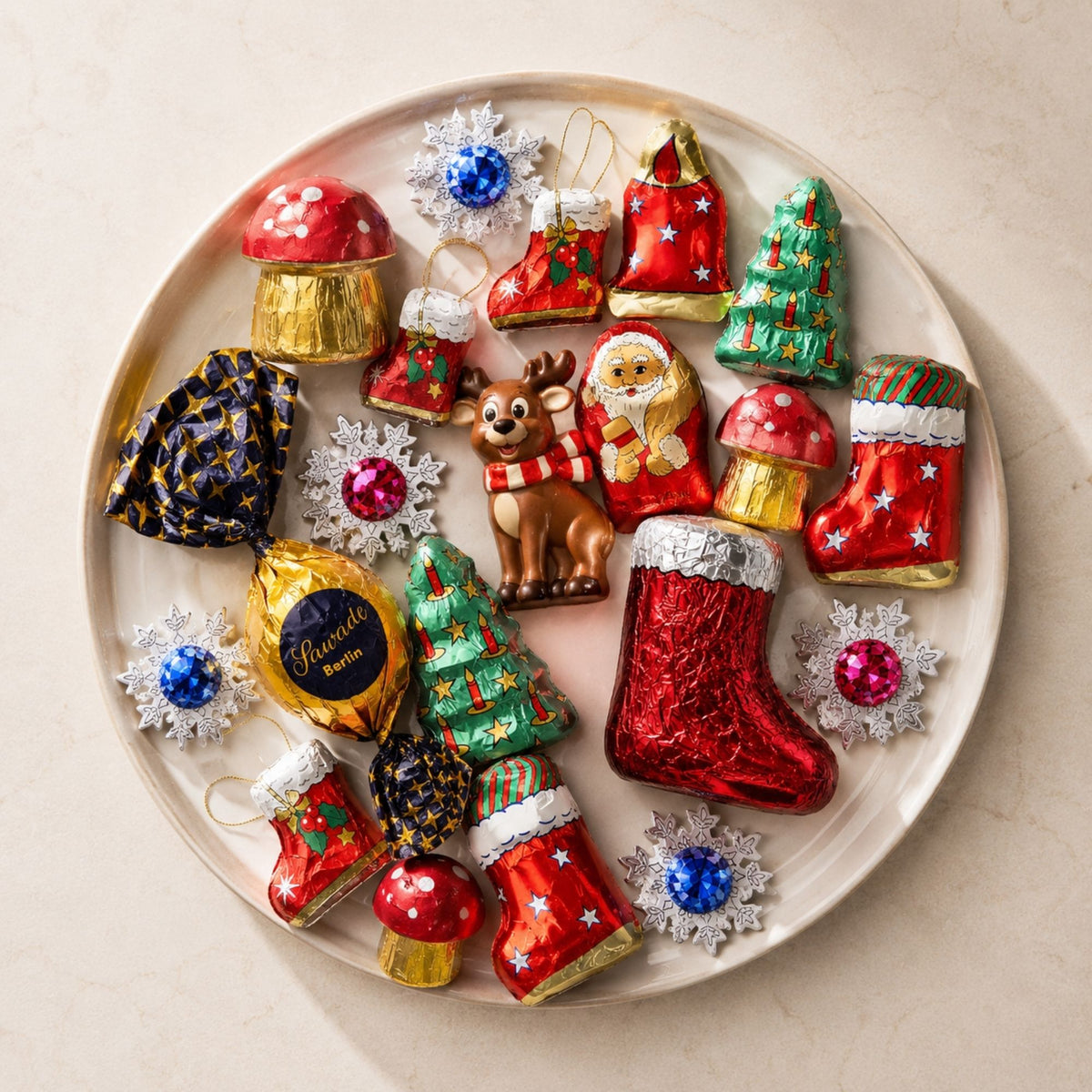 Bunter Teller Weihnachtssüßigkeiten