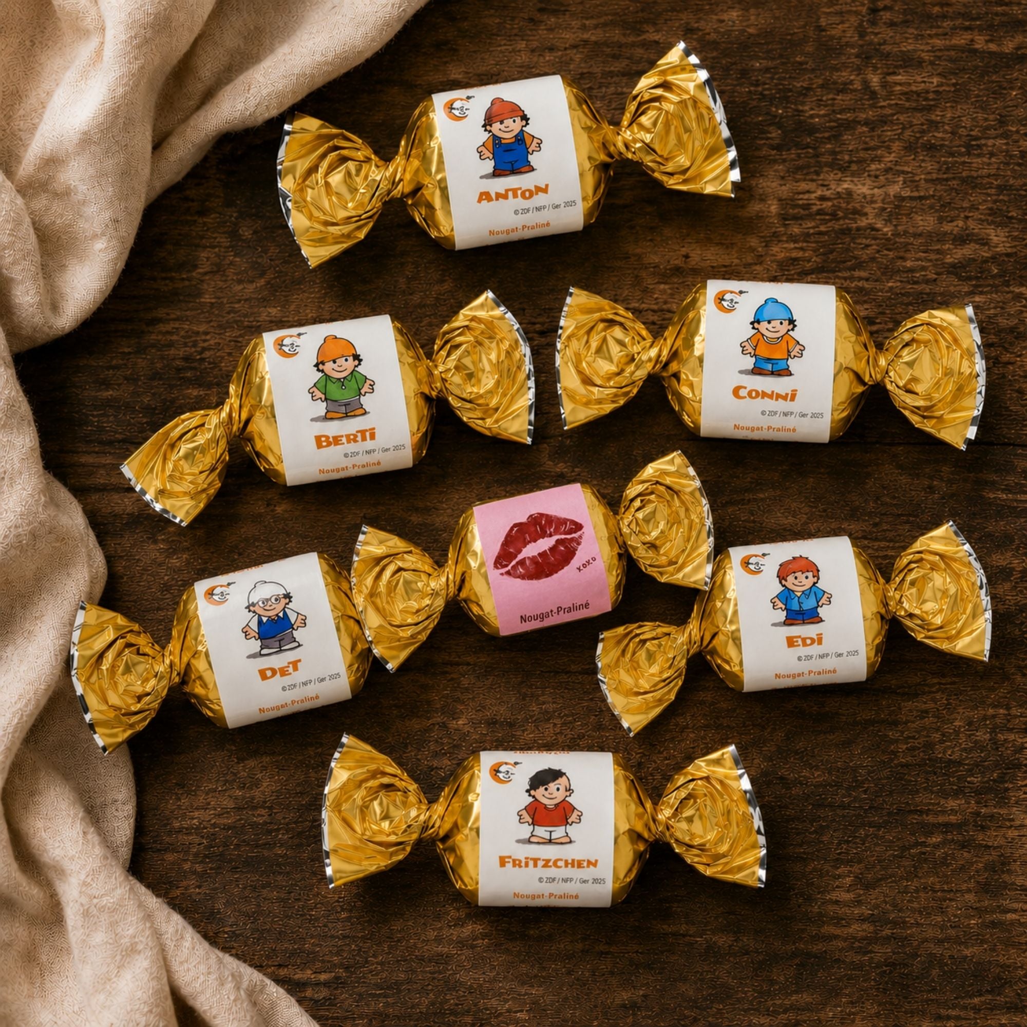 Wagner Nougat-Happen, Edelmarzipan-Herzen und Mainzelmännchen-Pralinen
