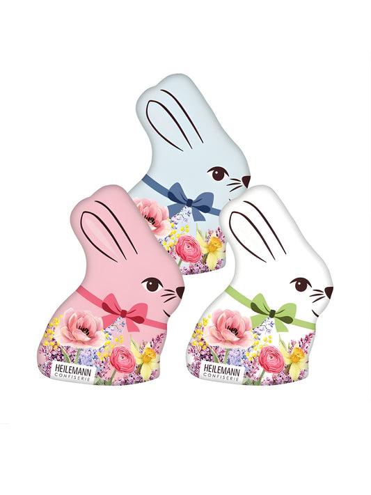 Heilemann Bunter Osterhase Edelvollmilch 50g in farbiger Folie, sortierte Farben erhältlich in der Dreyer Confiserie aus Hameln.