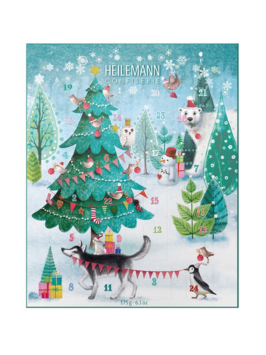 Kinder-Adventskalender Edelvollmilch 175 g – liebevoll gestalteter Schokoladenkalender mit 24 weihnachtlichen Figuren aus Edelvollmilch-Schokolade, erhältlich in der Dreyer Confiserie in der Rattenfängerstadt Hameln.