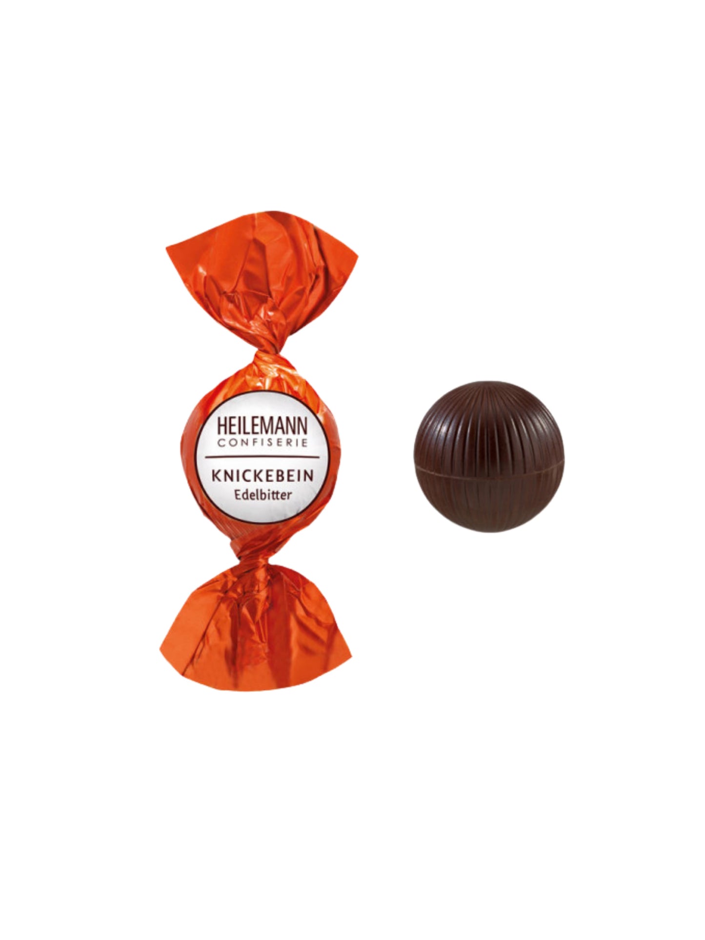 Heilemann Knickebein Praliné-Kugel 15 g – Edelbitter-Schokoladenkugel mit cremiger Füllung aus Eierlikör und Johannisbeeren, ideal für den Bunten Teller, erhältlich in der Dreyer Confiserie in der Rattenfängerstadt Hameln.