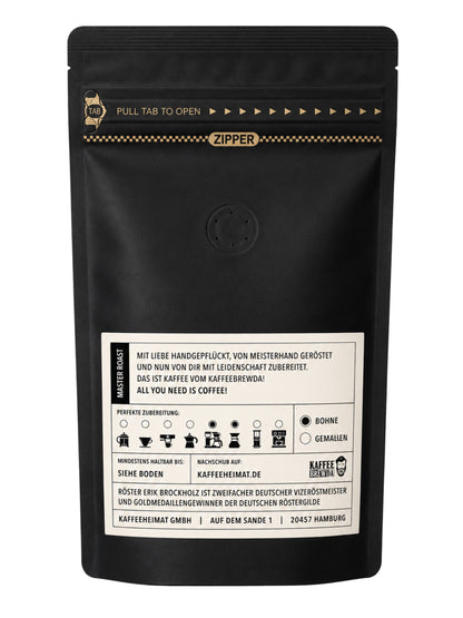 Rückseite und Inhalt Espresso No 4 Äthiopien Guji Bohne 250g Kaffee Brewda