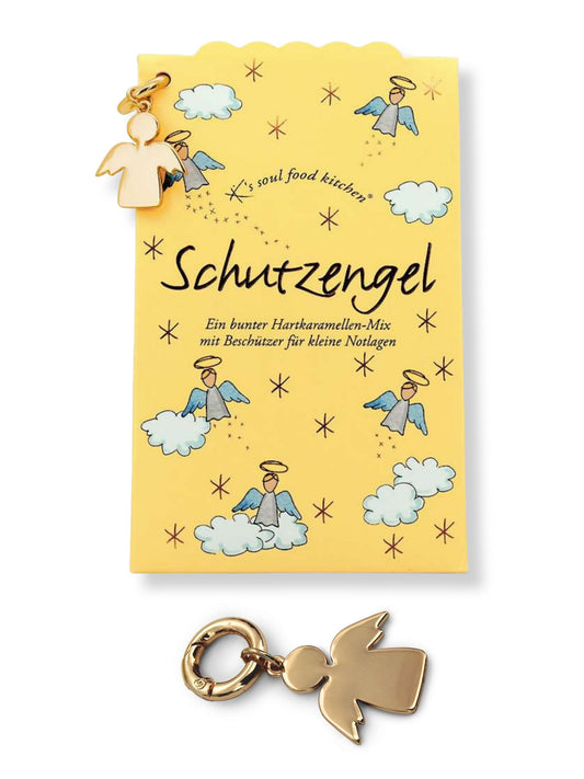 Bunte Schutzengel-Bonbons von K’s Soul Food Kitchen® in Geschenkverpackung – liebevoll zusammengestellter Hartkaramellen-Mix mit Mutmacher-Message, erhältlich bei der Confiserie Dreyer in der Rattenfängerstadt Hameln.
