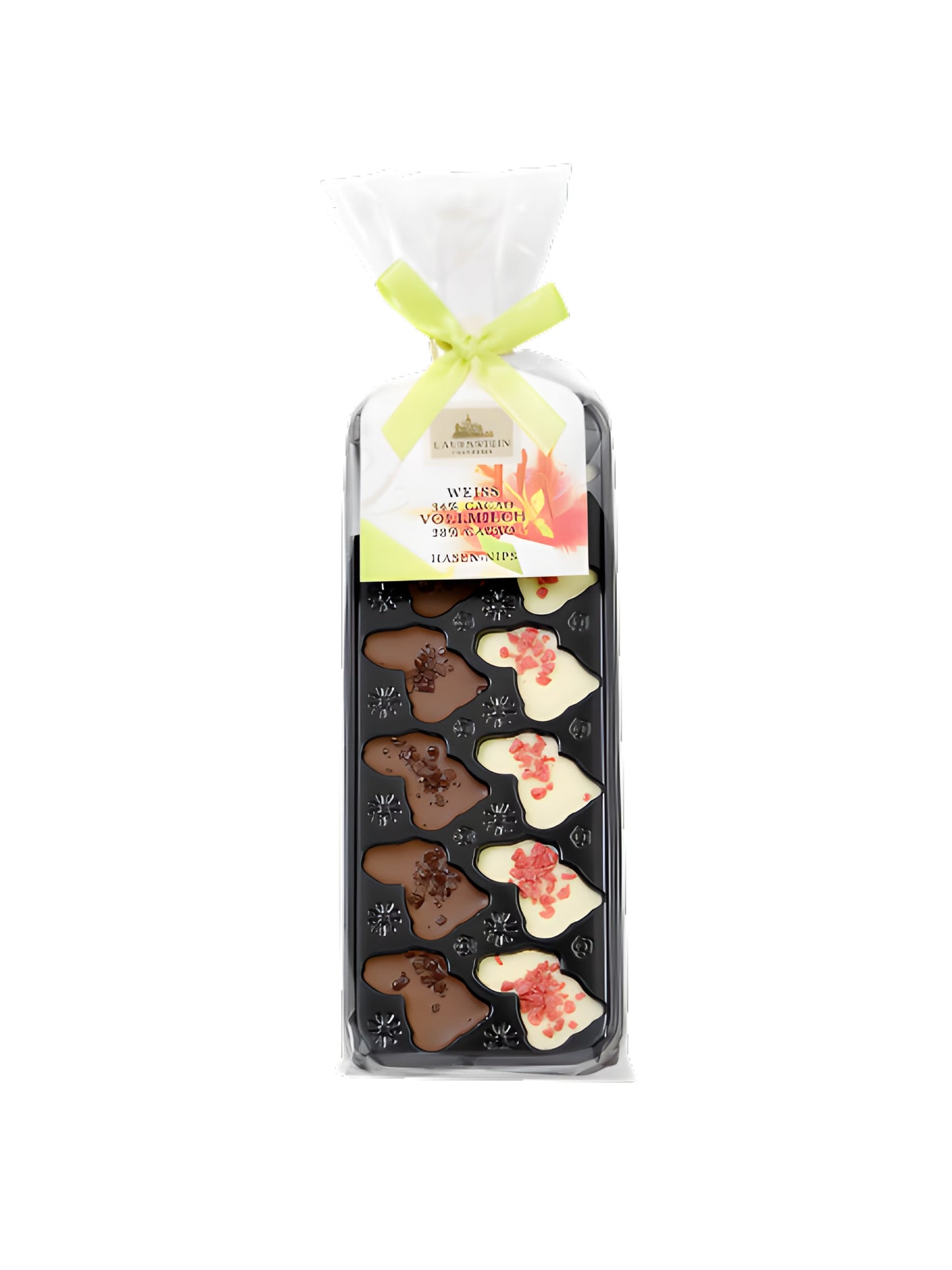 Hasen-Nips 30 g von der Lauenstein Confiserie, schokoladiges Osterpräsent mit fein sortierten Schokoladenhasen, erhältlich bei der Dreyer Confiserie.