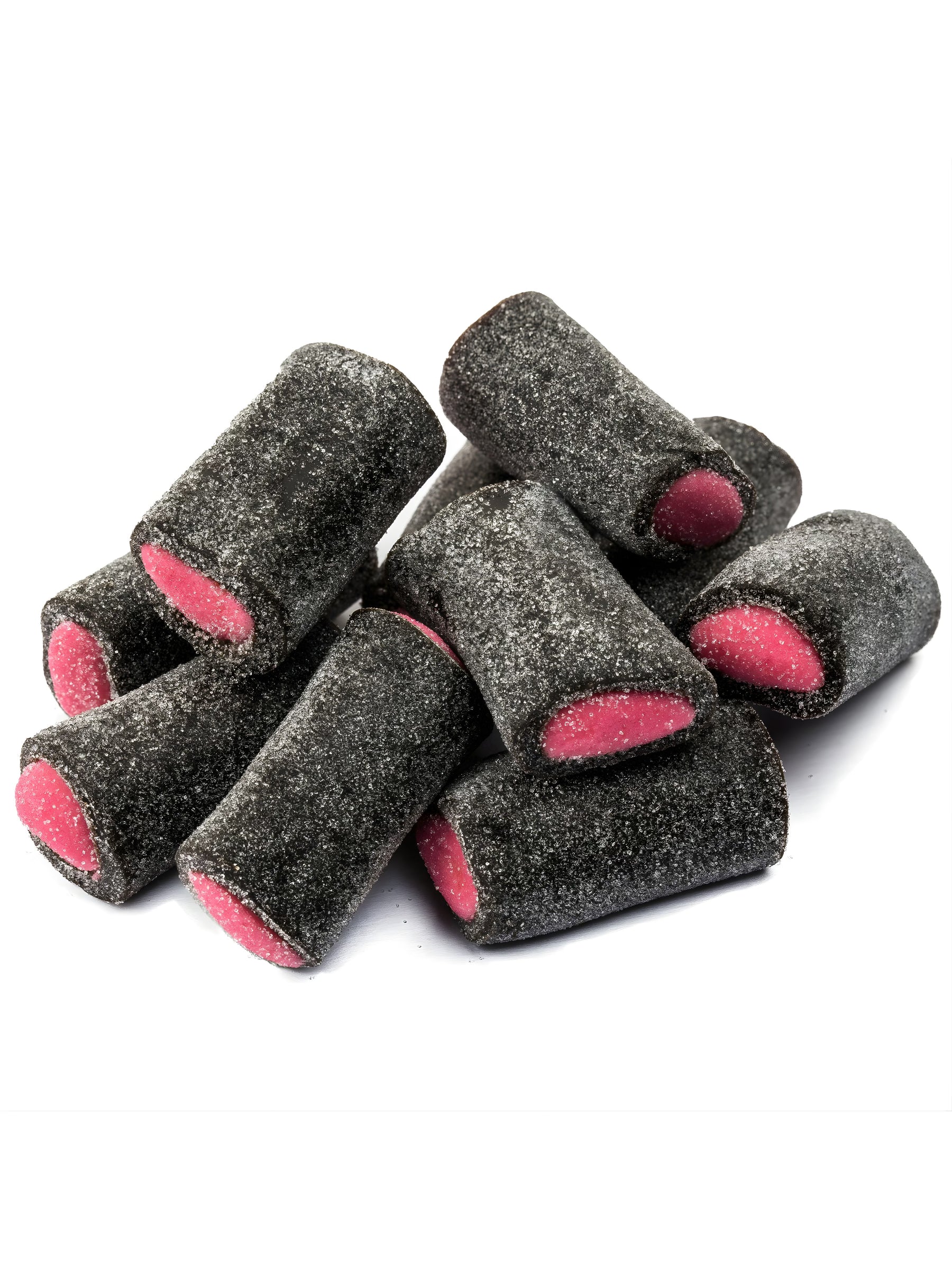 Makulaku Lakritz Himbeer/Salmiak 200g. Gezuckerte, gefüllte Lakritzstücke aus Finnland mit fruchtig-salzigem Himbeer/Salmiak-Geschmack, erhältlich in der Dreyer Confiserie in der Rattenfängerstadt Hameln.