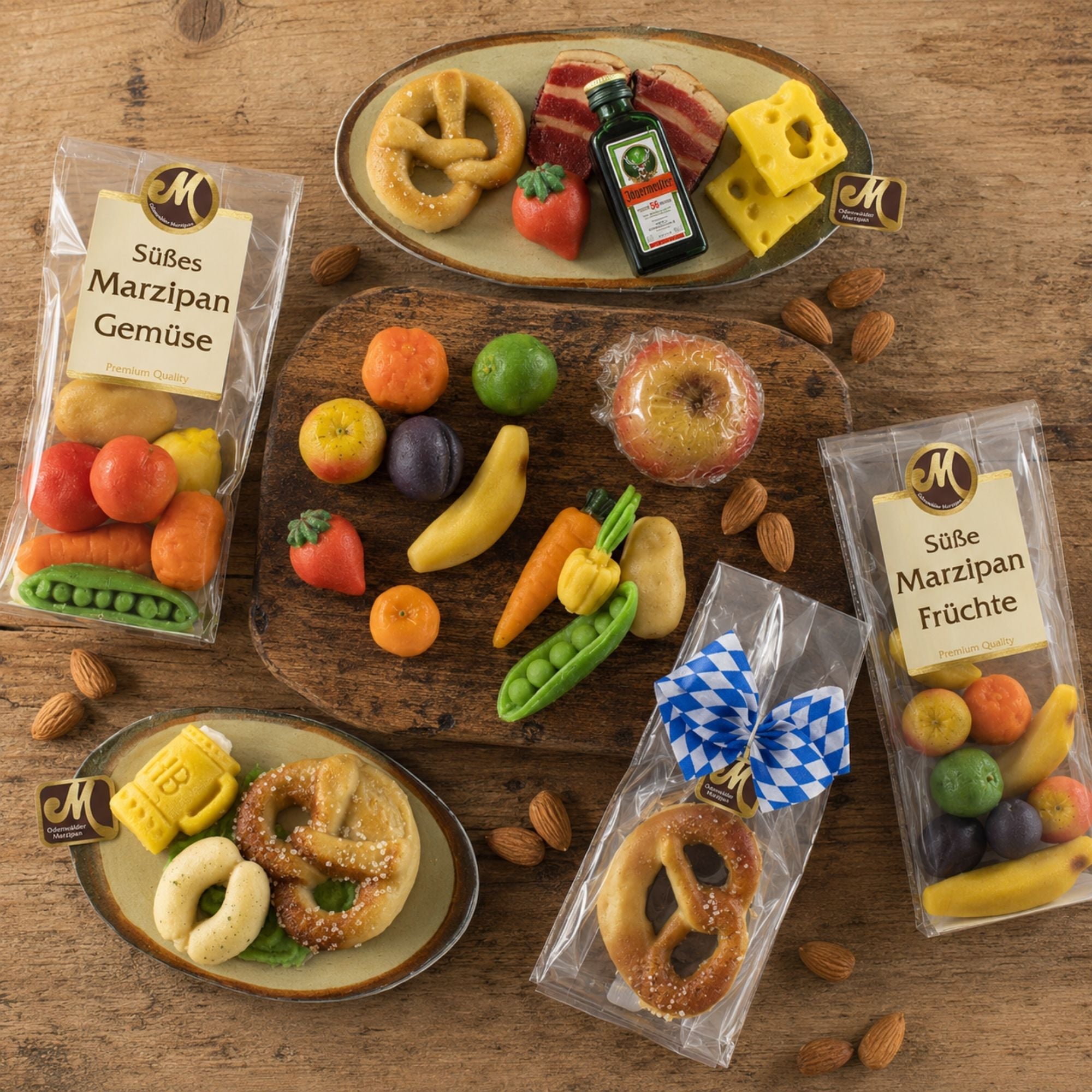 Handgefertigte Marzipanfiguren von Odenwälder – Brezel, Früchte und Gemüse