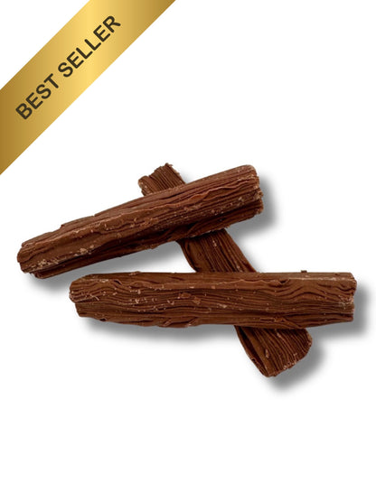 Nahaufnahme Borkenschokolade Vollmilch 100g – Zartschmelzende Schokolade aus der Dreyer Confiserie Hameln.