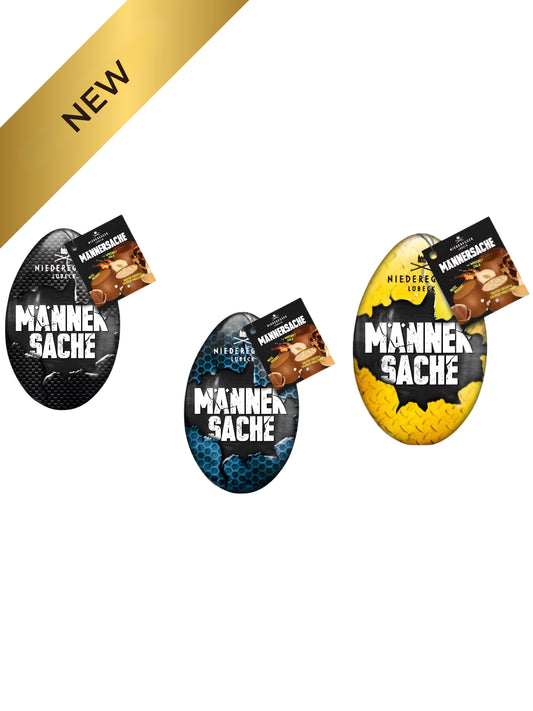 Kräftiges Niederegger Männersache Osterei mit Vollmilchschokolade und Haselnüssen. Sortiert, 50g, perfekt fürs Osternest bei Dreyer Confiserie.