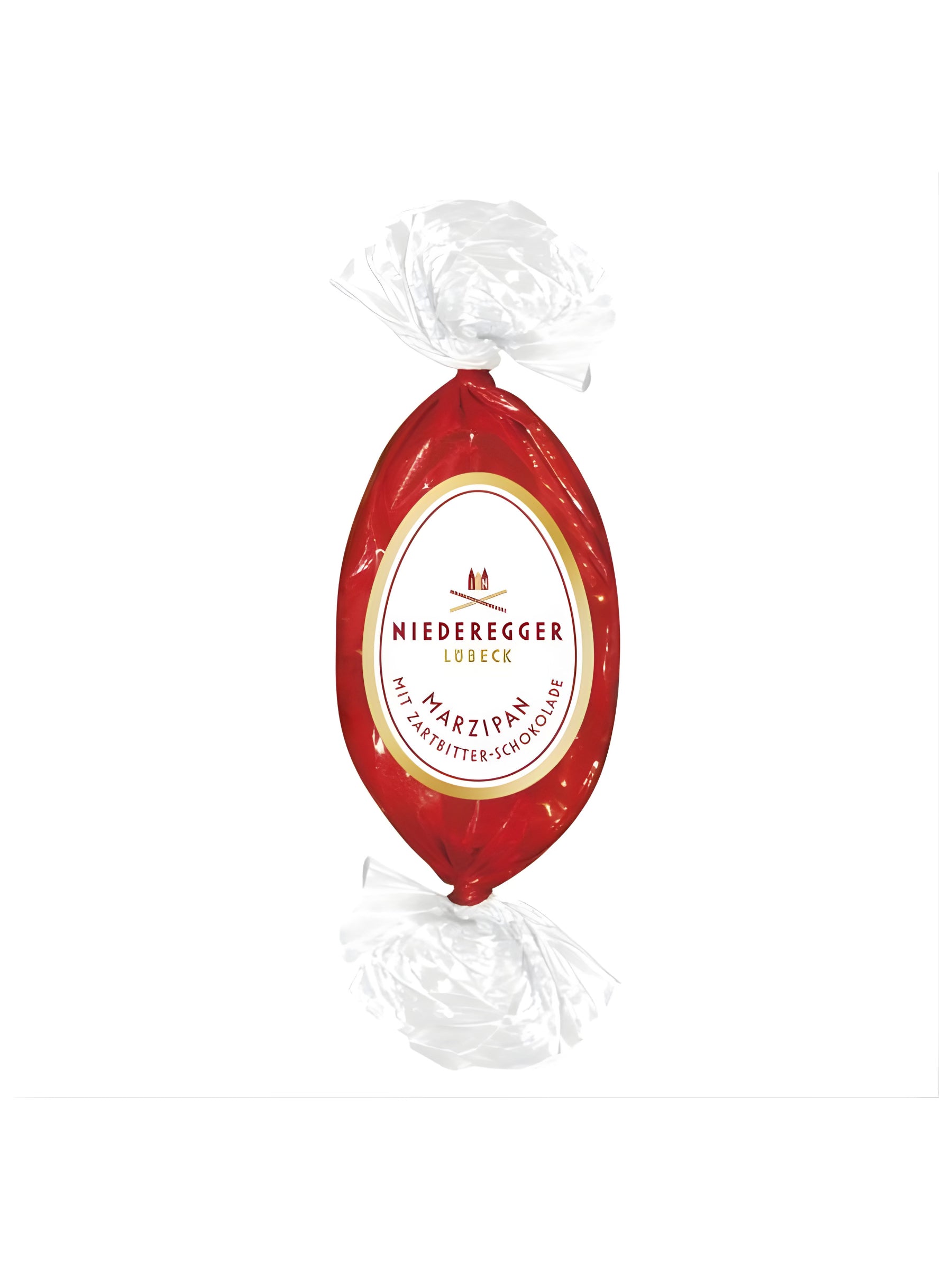 Niederegger Marzipan Osterei 48g aus feinem Marzipan mit Zartbitter-Schokolade, kleine klassische Oster-Spezialität, erhältlich in der Dreyer Confiserie in der Rattenfängerstadt Hameln.
