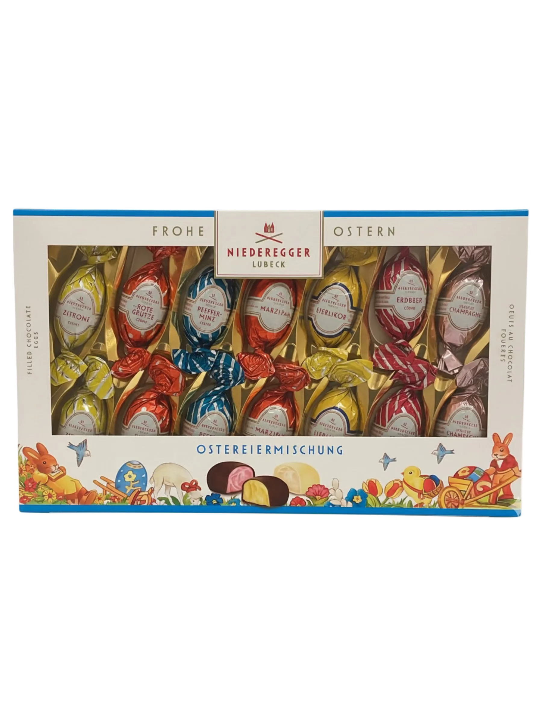 Niederegger Ostereiermischung 175g – gefüllte Ostereier mit Marzipan in Zartbitter- und weißer Schokolade erhältlich in der Dreyer Confiserie aus der Rattenfängerstadt Hameln. 