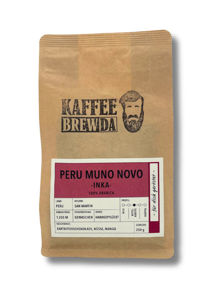 Kaffee Brewda Peru Muno Novo INKA 250g Bohne – Spezialitätenkaffee aus Peru.