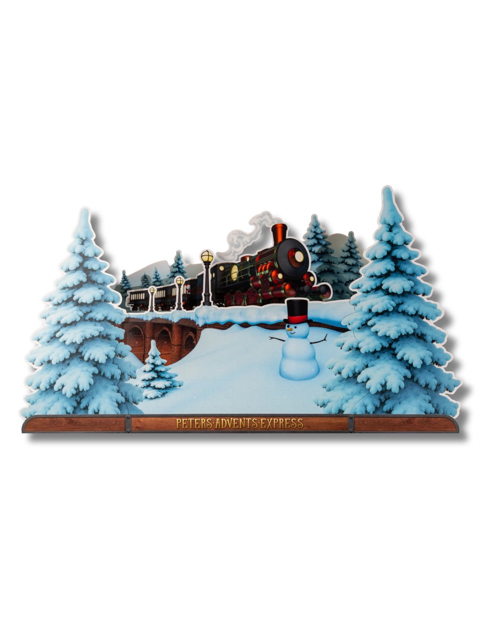 PETERS AdventsExpress Adventskalender 300 g – ausgepackt und aufgebaut. 