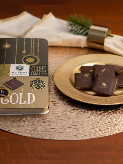 Produktaufnahme von Frohe Festtage 6er Pecarée ® Goldgenuss 63 g von Peters Pralinen.