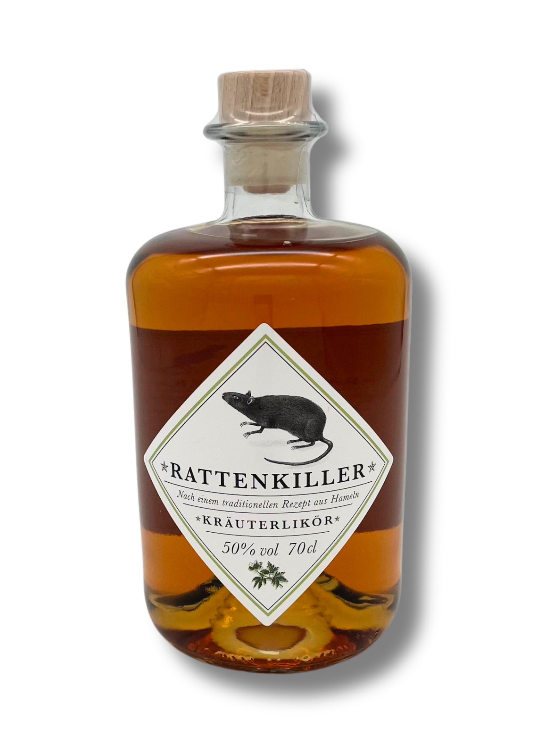 Rattenkiller Kräuterlikör 700 ml – Starkwürziger Likör aus Hameln, erhältlich bei Dreyer Confiserie.