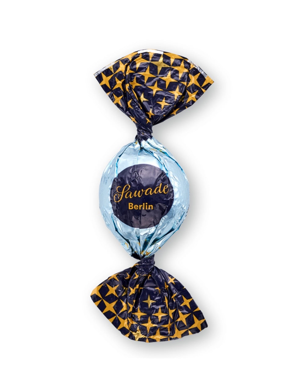 Sawade Wodka Kugel 16 g – Vollmilchschokolade gefüllt mit flüssigem gesüßtem Wodka, hergestellt in der Berliner Confiserie Sawade.
