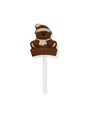 Schokoladen Weihnachts Lolli „Bär“ 30g –von Meynendonckx weihnachtlicher Schokoladen-Lolli in Bärenform aus Vollmilchschokolade mit farbiger Dekoration, erhältlich in der Dreyer Confiserie in der Rattenfängerstadt Hameln.