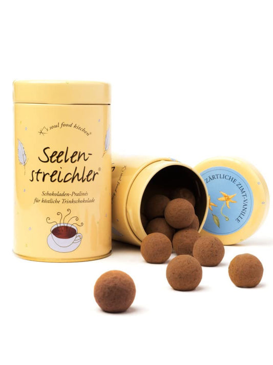 Seelenstreichler Trinkschokolade von K’s Soul Food Kitchen – Zartbitterschokoladen-Kugeln ohne Alkohol, 120 g, ideal für heiße Milch oder als Geschenkidee aus Hameln