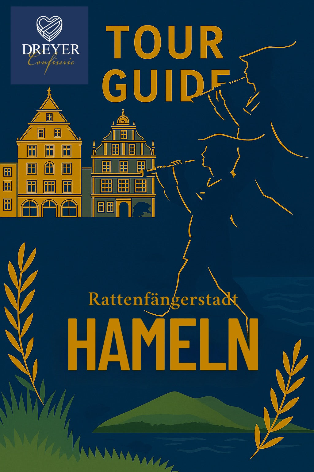 Blogpost: Ein Tagesausflug in Hameln – Tour Guide mit Tipps zu Sehenswürdigkeiten wie Rattenfänger-Brunnen, Altstadt, Museum, Weserpromenade und der Dreyer Confiserie als süße Pause.“