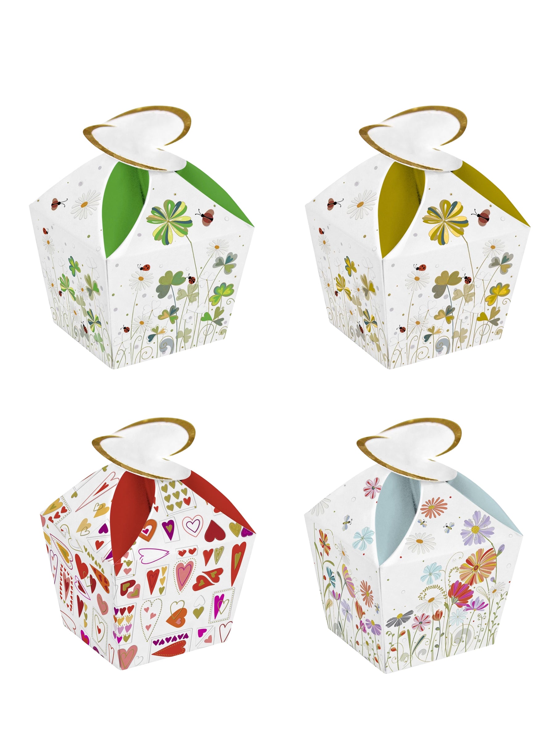 Turnowsky & Lauenstein Lilly-Box mit zwei Nougatherzen aus Vollmilchschokolade, dekorative Geschenkbox, 16g pro Stück, erhältlich bei der Dreyer Confiserie.