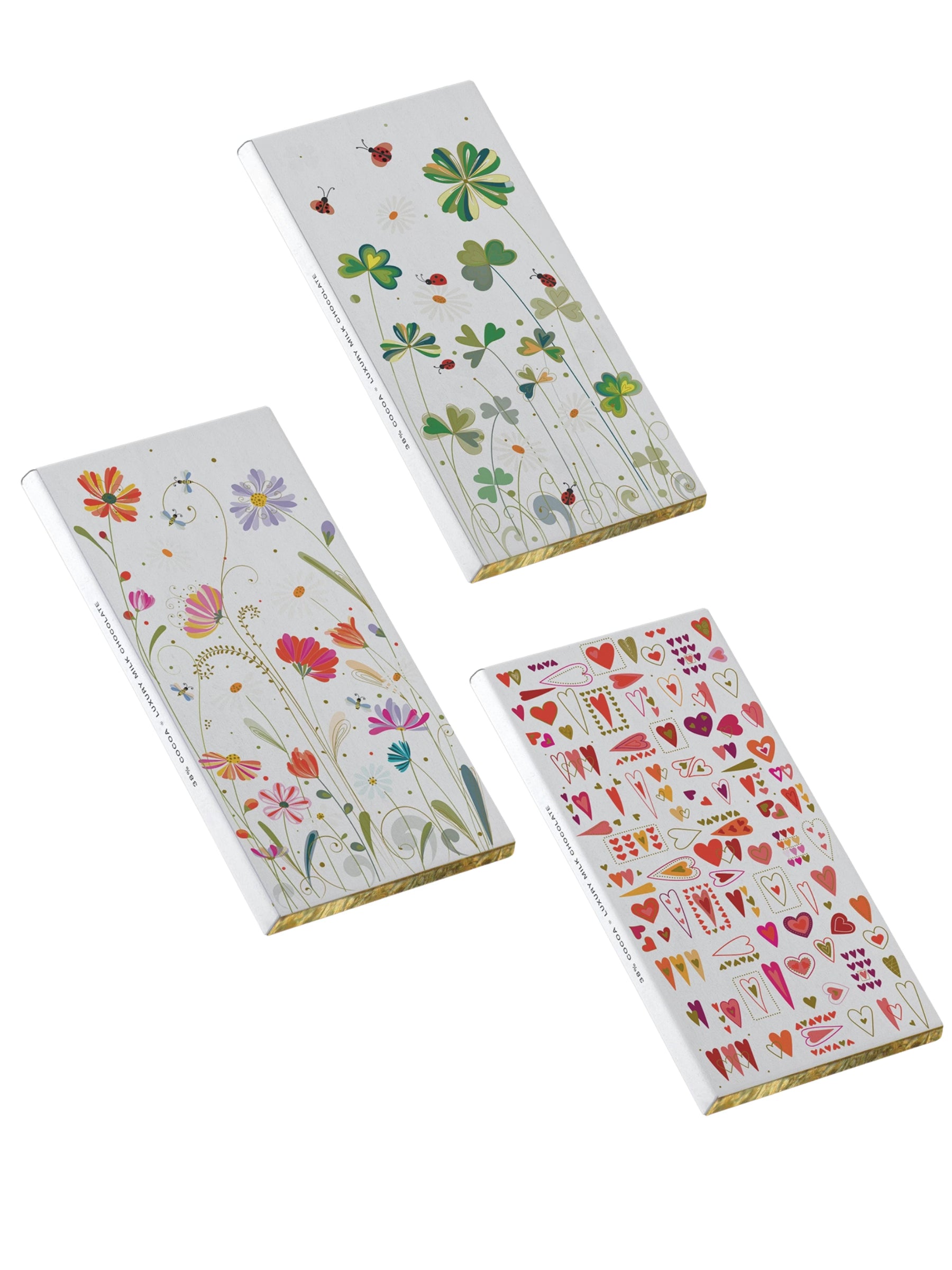 Turnowsky & Lauenstein Vollmilch-Tafelschokolade 100g, 3-fach sortiert, einzeln verpackte Schokoladentafel mit Herzmotiv, erhältlich bei der Dreyer Confiserie.