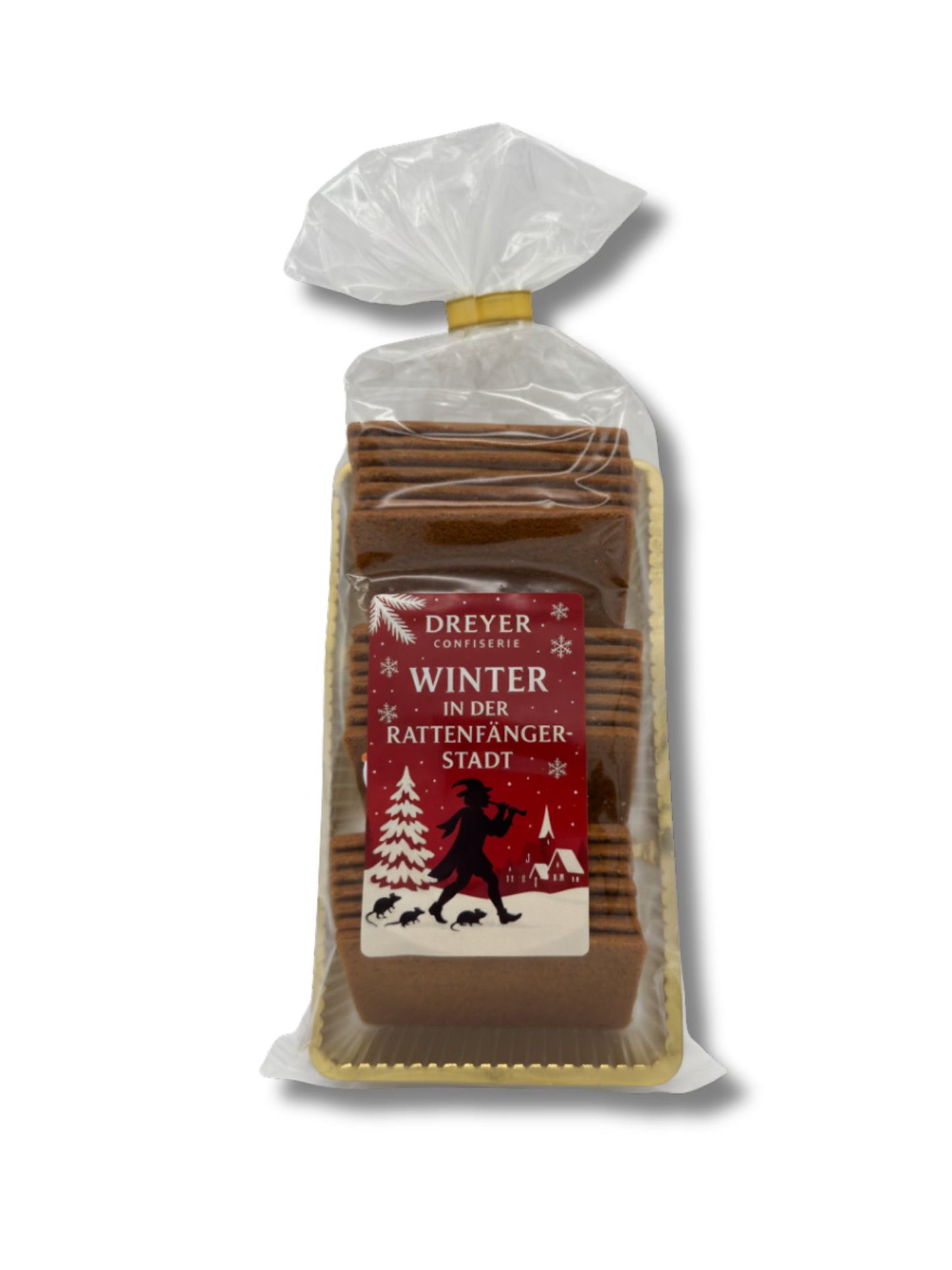 Verpackung von Brauner Kuchen 200 g – traditionelles, fein gewürztes Gebäck aus der Dreyer Confiserie in der Rattenfängerstadt Hameln, ideal zur Adventszeit.