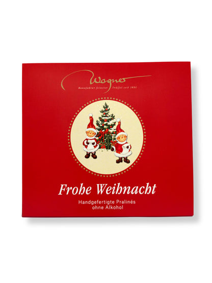 Wagner Trüffelpralinés Harmonie „Weihnachtswichtel“ 100 g, handgefertigte alkoholfreie Pralinenmischung in festlicher Geschenkverpackung, erhältlich in der Dreyer Confiserie in der Rattenfängerstadt Hameln.