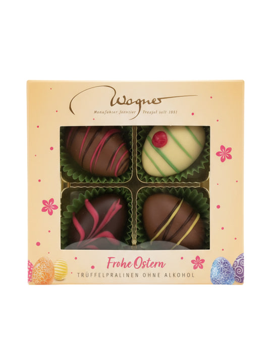 Wagner Pralinen Mini-Trüffeleier 4-fach sortiert ohne Alkohol 50g erhältlich in der Dreyer Confiserie Hameln. 