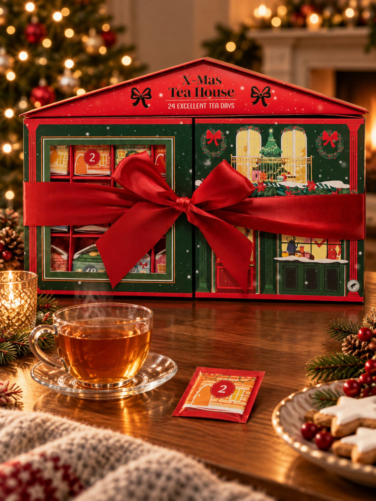Rückseite des Becky’s X-Mas Tea House Tee-Adventskalenders mit sechs Teesorten und Zutaten